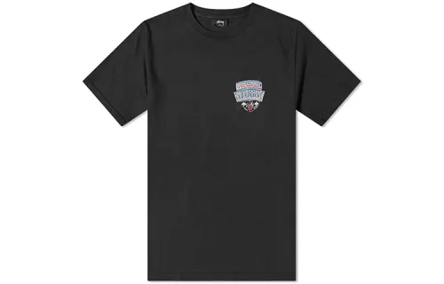 Stussy T Shirts Men's Black Crew Neck Moderate Straight Fit