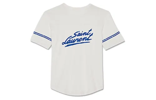 SAINT LAURENT T Shirts Men's White Crew Neck Moderate Straight Fit