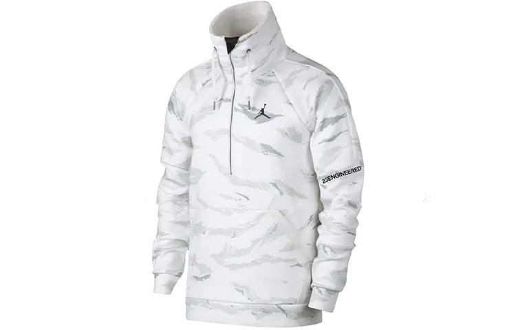 Jordan Sweatshirts Men's White Camouflage Stand Collar Moderate Regular