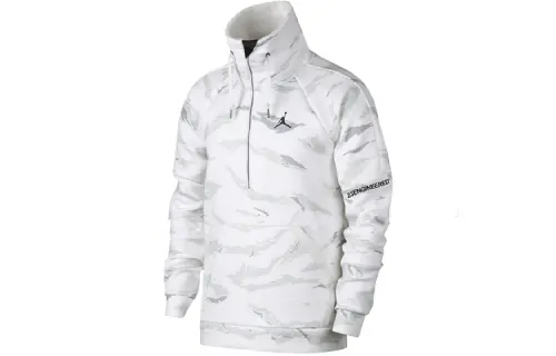 Jordan Sweatshirts Men's White Camouflage Stand Collar Moderate Regular