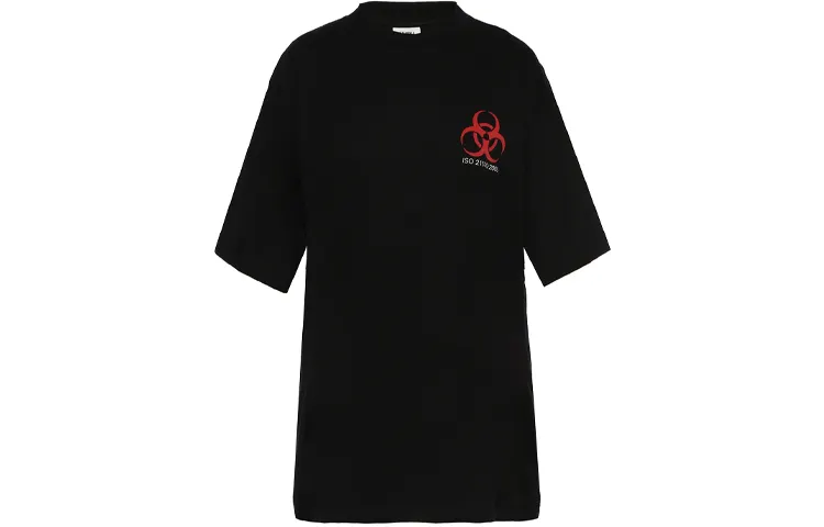 Vetements T Shirts Men's Black Crew Neck Moderate Straight Fit