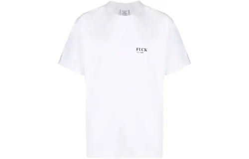 Vetements T Shirts Men's White Crew Neck Moderate Straight Fit