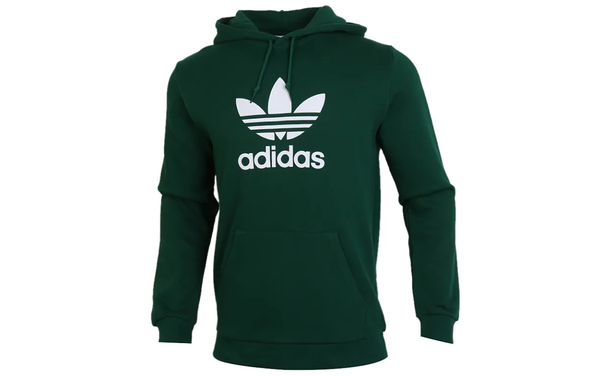 Adidas Originals Trefoil Sweatshirts Men's Green Hooded Moderate Regular