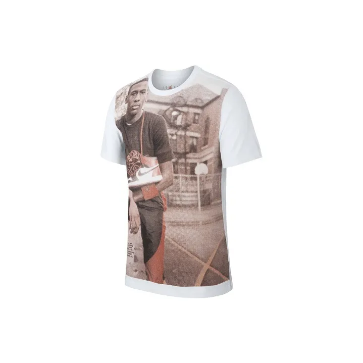 Jordan Air Jordan 1 T-Shirts Men's White Crew Neck Moderate Straight Fit