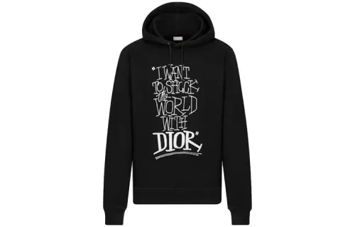DIOR Sweatshirts Men's Black Hooded Moderate Regular