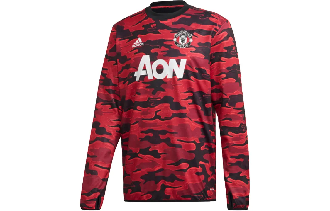 Adidas Manchester United Sweatshirts Men's Red Crew Neck Moderate Regular