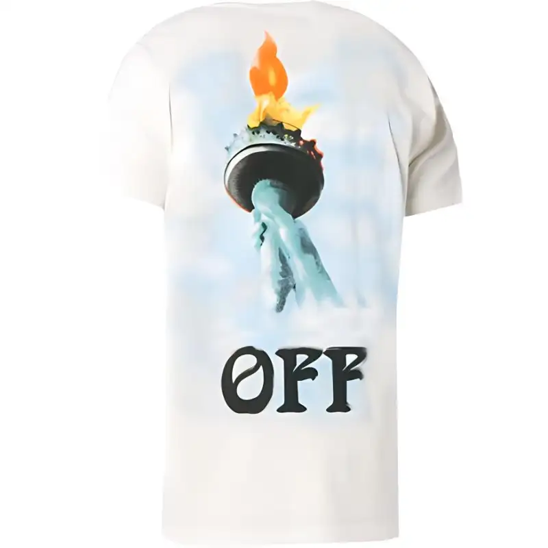 OFF WHITE SS19 T Shirts Men's Crew Neck Moderate Straight Fit