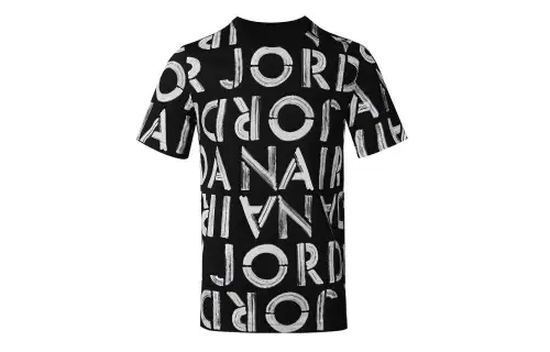 Jordan T Shirts Men's Black Crew Neck Moderate Straight Fit