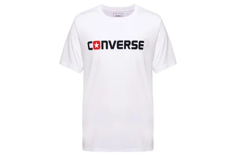 Converse T Shirts Men's White Crew Neck Moderate Straight Fit