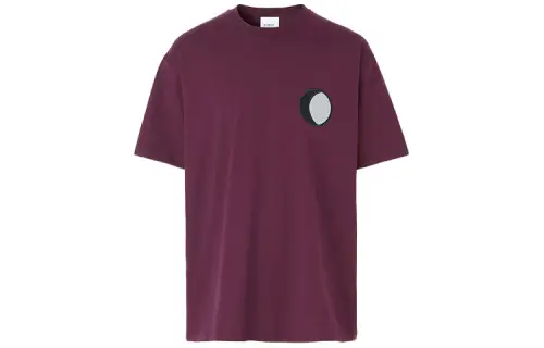 Burberry T Shirts Men's Burgundy Red Color Crew Neck Moderate Straight Fit