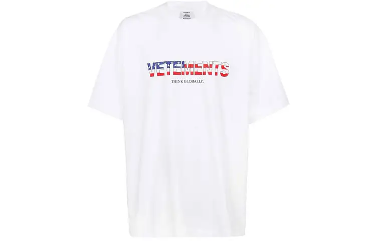 Vetements T Shirts Unisex White Crew Neck Moderate Straight Fit