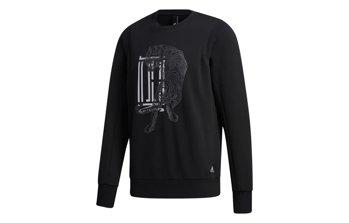 Adidas Sweatshirts Men's Black Crew Neck Moderate Straight Fit