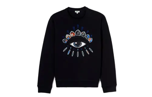 KENZO Sweatshirts Men's Black Crew Neck Moderate Regular