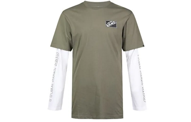 Vans T-Shirts Men's Dark Green Crew Neck Moderate Straight Fit