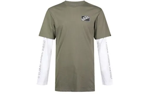 Vans T Shirts Men's Dark Green Crew Neck Moderate Mock Two Piece