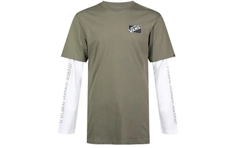 Vans T Shirts Men's Dark Green Crew Neck Moderate Mock Two Piece