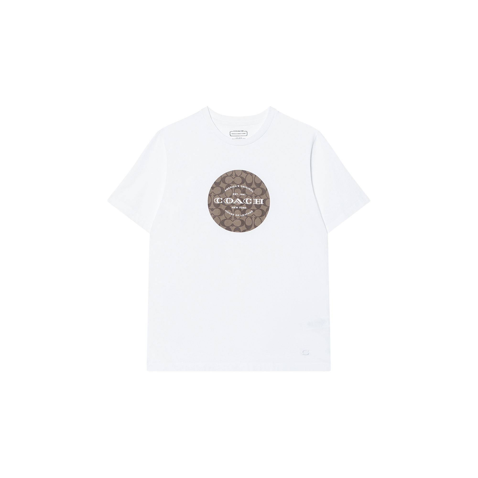 COACH T Shirts Men's White Crew Neck Moderate Straight Fit