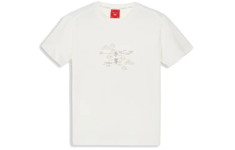Li Ning T Shirts Unisex White Crew Neck Moderate Straight Fit