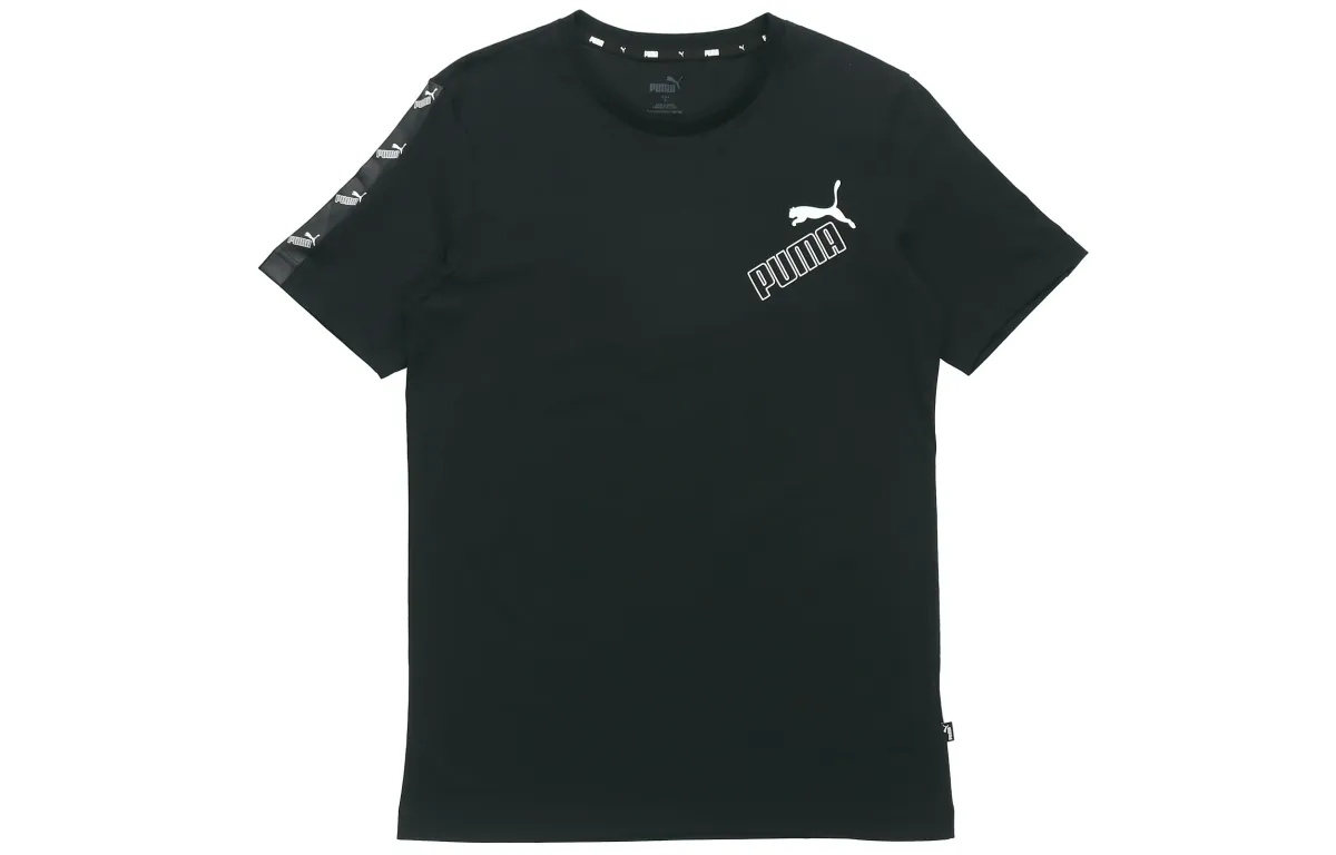 PUMA T-Shirts Men's Black Crew Neck Moderate Straight Fit