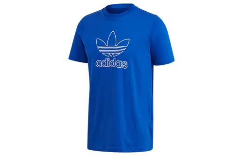 Adidas Originals Trefoil T Shirts Men's Blue Crew Neck Moderate Straight Fit