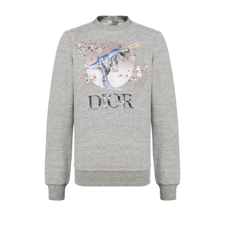 DIOR Quarterly New Products Sweatshirts Unisex Gray Crew Neck Moderate Heavyweight