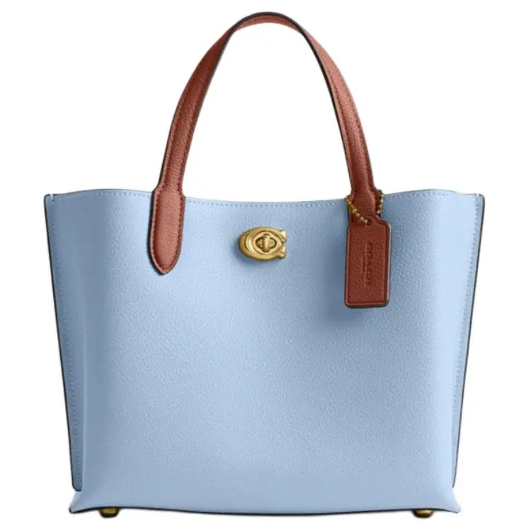 COACH Willow Leather Tote Bag, Shopping Bag, Handbag Medium Women's Blue