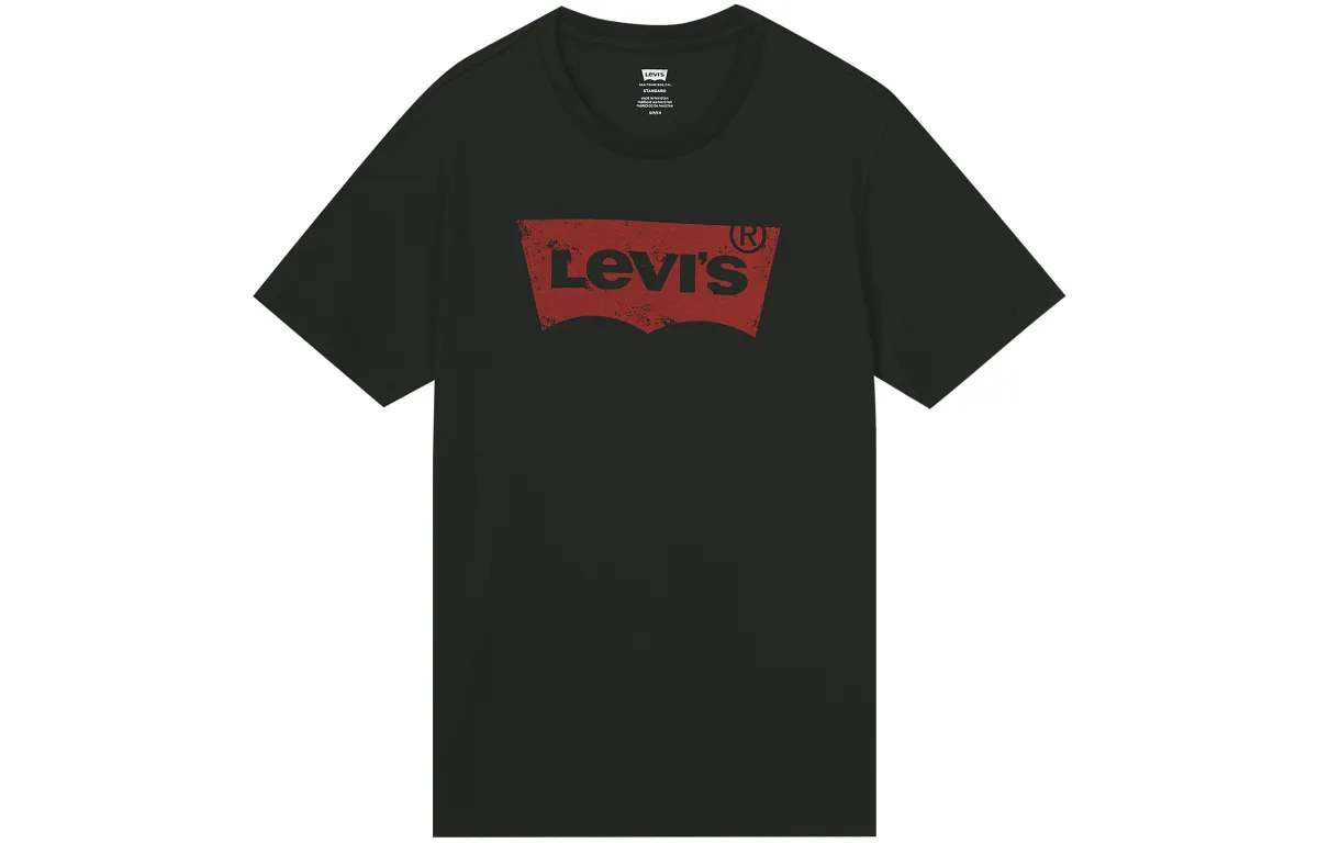 Levi's T-Shirts Men's Black Crew Neck Moderate Heavyweight