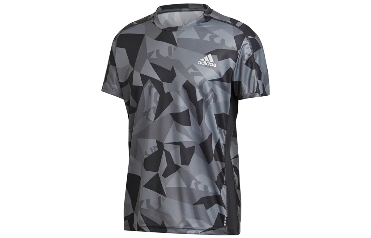 Adidas Running T-Shirts Men's Gray Crew Neck Moderate