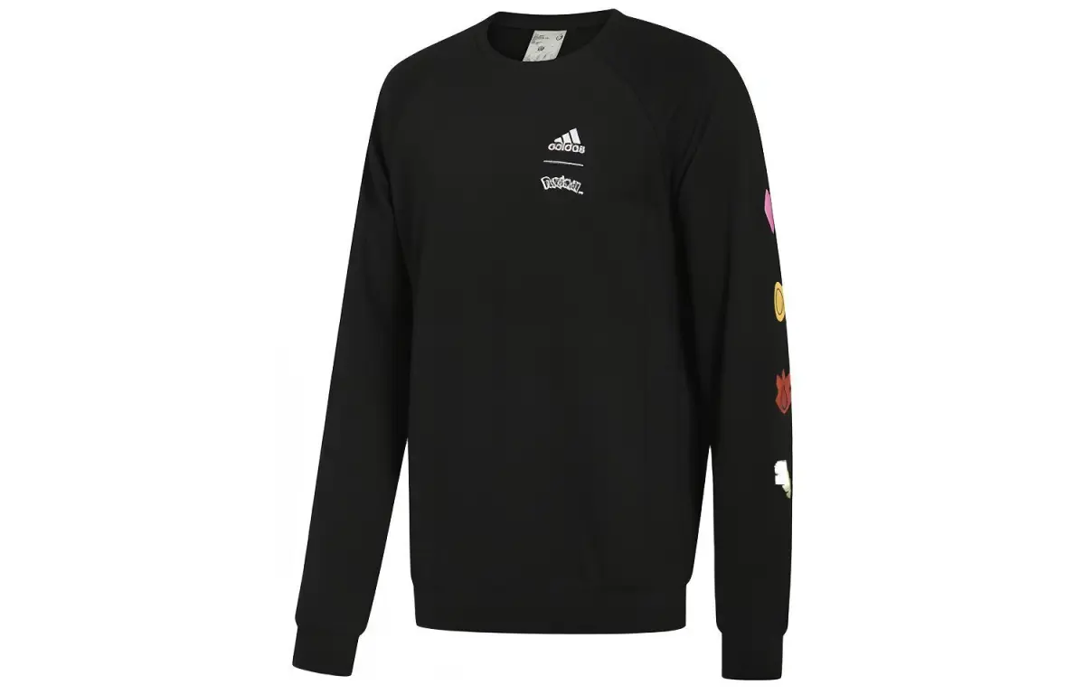 Adidas X Pokemon Sweatshirts Men's Black Crew Neck Moderate Straight Fit