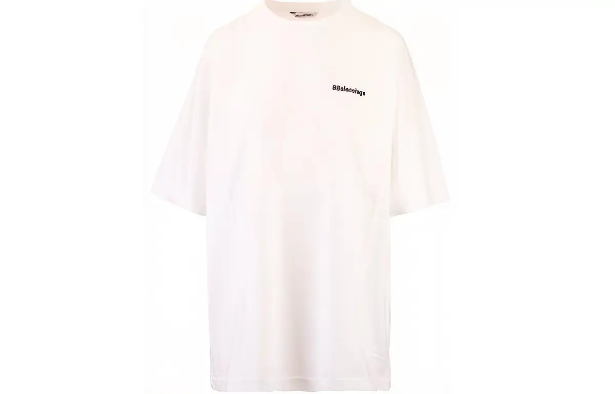 Balenciaga Drop Shoulder Sleeve T-Shirt Women's White Loose Fit