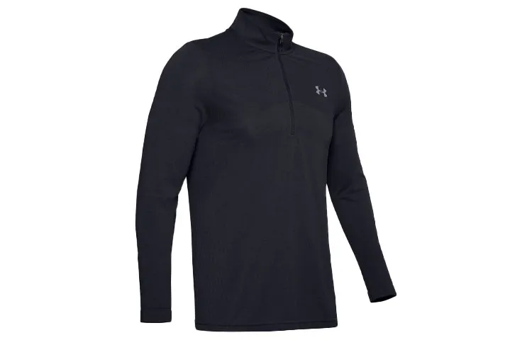 Under Armour Seamless T-Shirts Men's Black Stand Collar Moderate