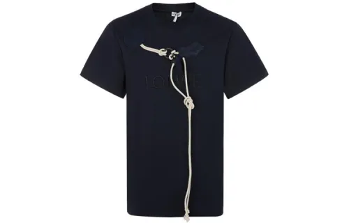 LOEWE T Shirts Men's Dark Blue Crew Neck Moderate Straight Fit
