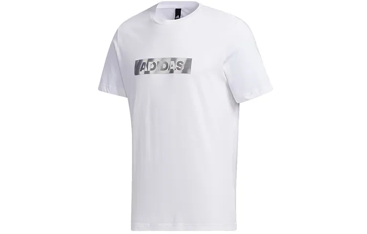 Adidas T-Shirts Men's White Crew Neck Moderate Straight Fit