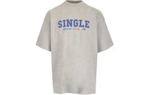 Vetements T Shirts Men's Gray Crew Neck Moderate Straight Fit