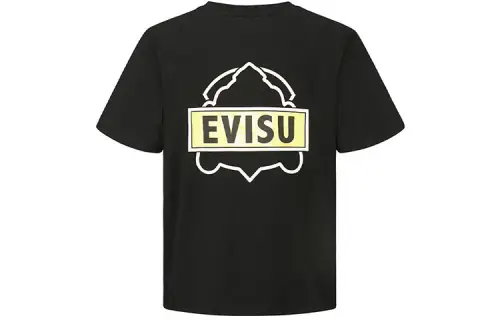 EVISU T Shirts Men's Black Crew Neck Moderate Straight Fit