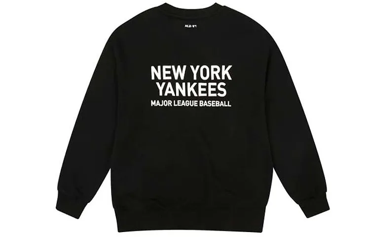 MLB New York Yankees Sweatshirts Unisex Black Crew Neck Moderate Regular