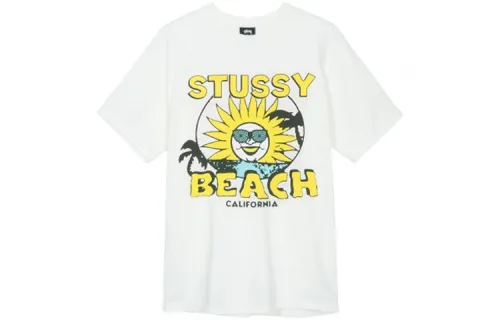 Stussy T Shirts Unisex Beige Crew Neck Moderate Straight Fit
