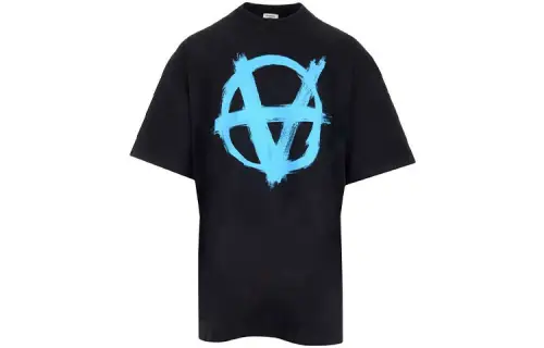 Vetements T Shirts Men's Black Crew Neck Moderate Straight Fit