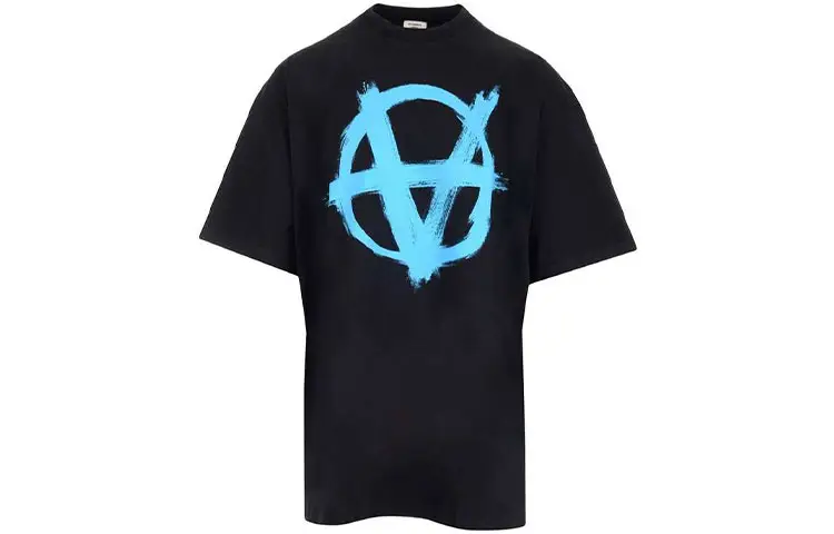 Vetements T Shirts Men's Black Crew Neck Moderate Straight Fit