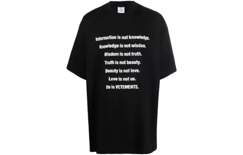 Vetements T Shirts Unisex Black Crew Neck Moderate