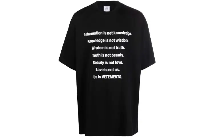 Vetements T Shirts Unisex Black Crew Neck Moderate
