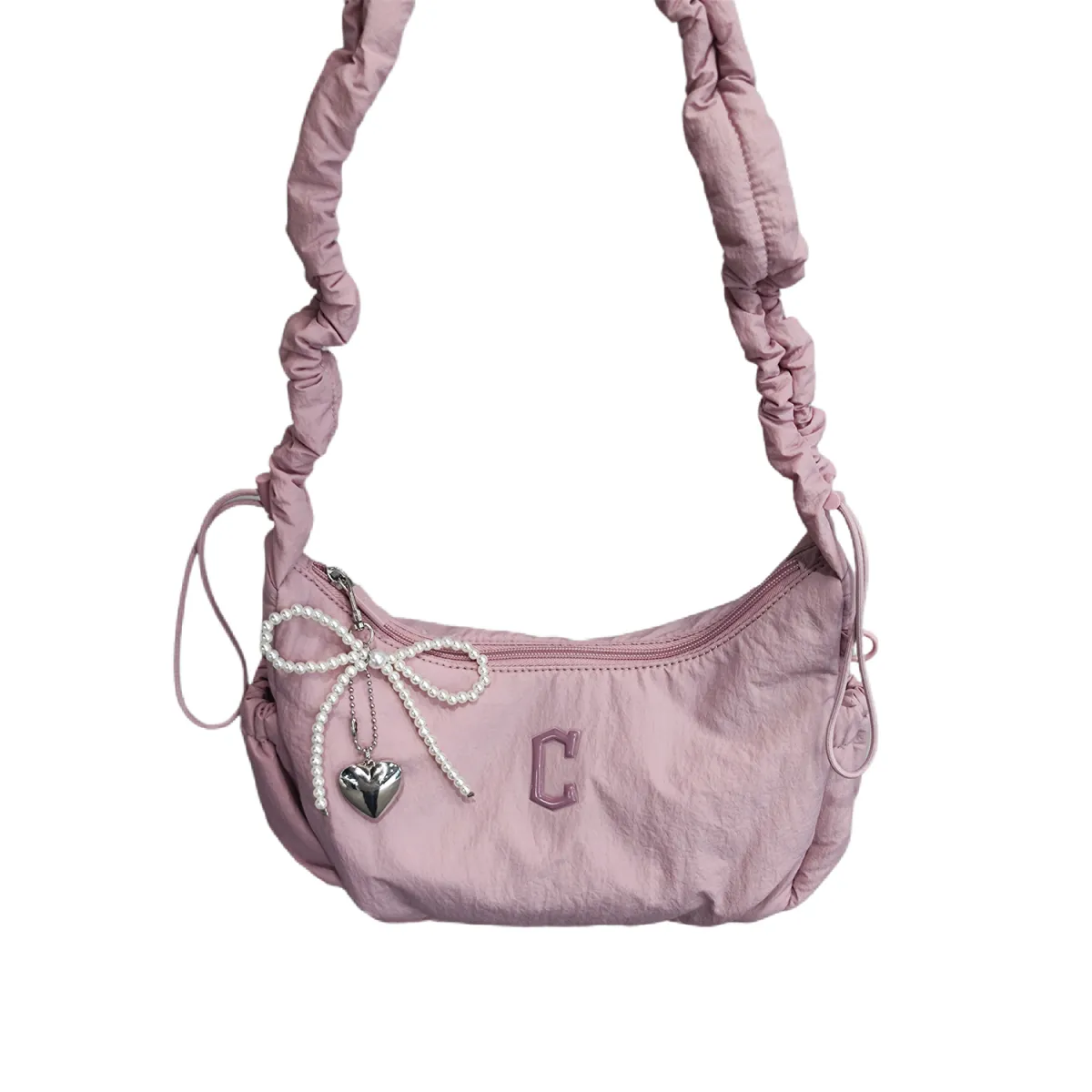 MLB Nylon Shoulder Bag, Crossbody Bag Regular Women's Pink