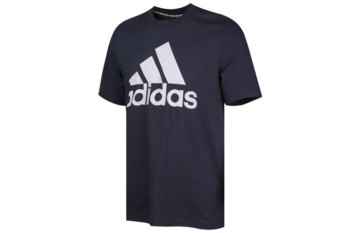 Adidas T-Shirts Men's Navy Blue Crew Neck Moderate Straight Fit