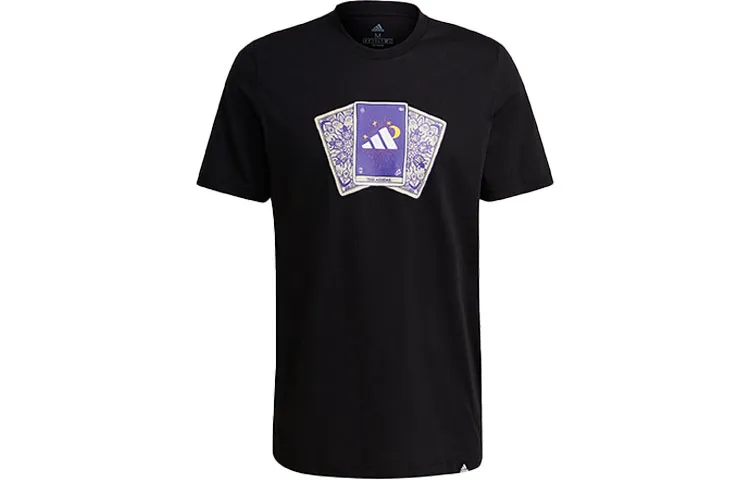 Adidas T-Shirts Men's Black Crew Neck Moderate Straight Fit