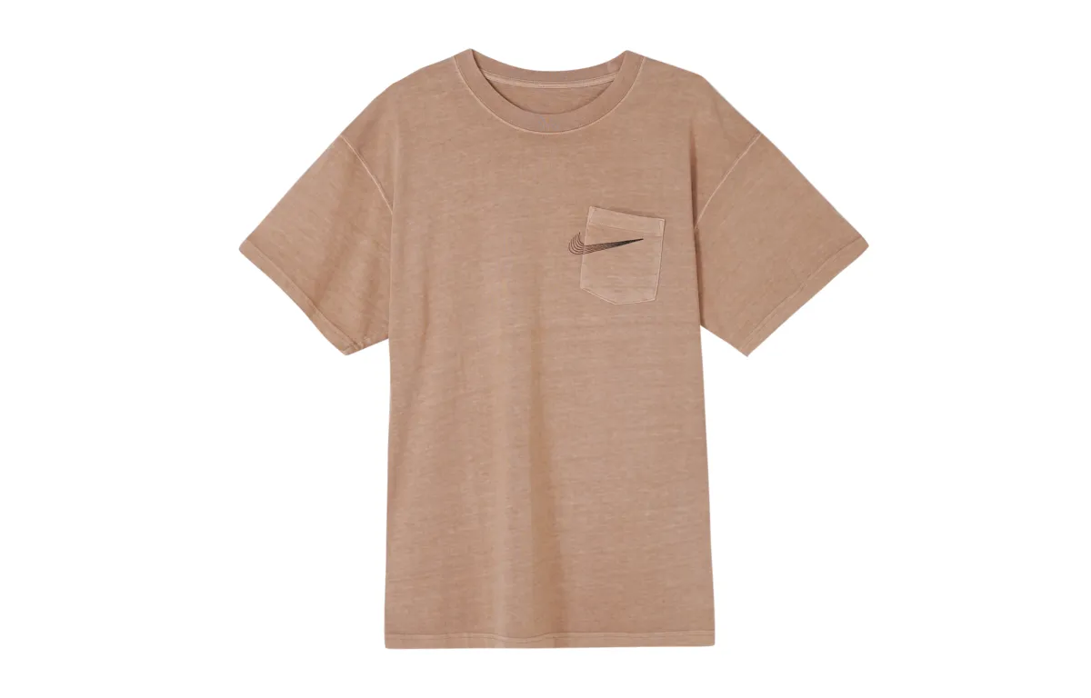 Nike T-Shirts Men's Khaki Crew Neck Moderate Straight Fit