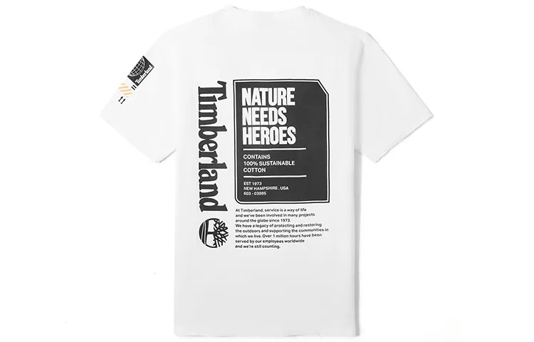 Timberland T Shirts Men's White Crew Neck Moderate Straight Fit