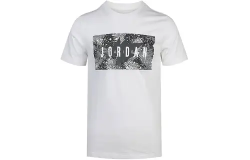 Jordan Poolside Floral T Shirts Men's White Crew Neck Moderate Straight Fit
