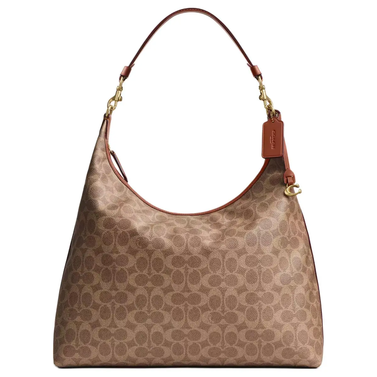 COACH Juliet Coated Canvas With Calfskin Shoulder Bag Large Women's Caramel
