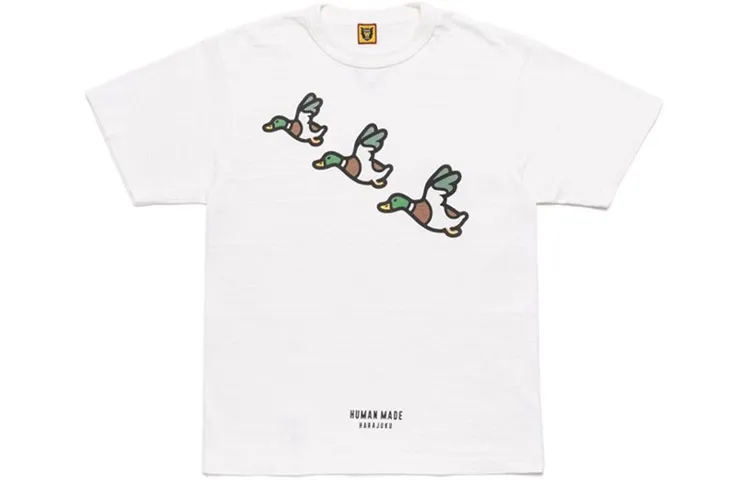 HUMAN MADE T Shirts Unisex White Crew Neck Moderate Straight Fit