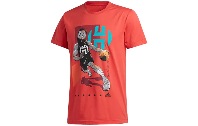 Adidas T-Shirts Men's Honor Red Crew Neck Moderate Straight Fit